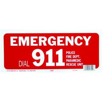 HY-KO "Emergency 911" Pool Safety Sign, Polyethylene, 14 x 6"