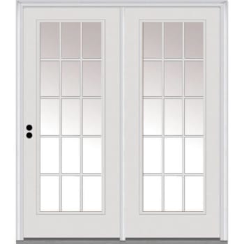 National Door Primed Steel Patio Door, 15 Lite Internal Grilles Low-E, 4-9/16 Rh