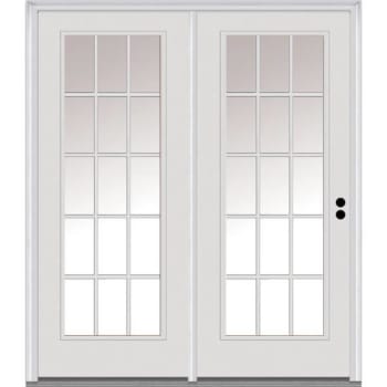 National Door Primed Steel Patio Door, 15 Lite Internal Grilles, 4-9/16-In, Lhis