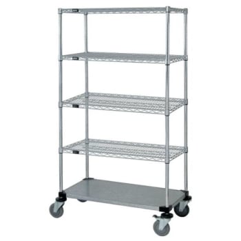 Image for Quantum Storage Systems® 4-Wire/1 Solid Shelf Mobile Cart 18w X 48l X 80h Inch - Chrome from HD Supply