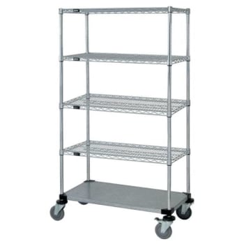 Image for Quantum Storage Systems® 4-Wire/1 Solid Shelf Mobile Cart 24w X 48l X 69h Inch - Chrome from HD Supply