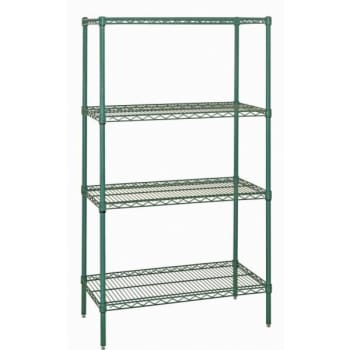 Quantum Storage Systems® 4-Shelf Starter Kit Proform Green Epoxy Wire Shelving 18x30x74 Inch