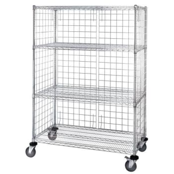 Quantum Storage Systems® Wire 4-Shelf Cart With Enclosure Panels 24w X 48l X 69h Inch - Chrome