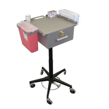 Omnimed Phlebotomy Cart With Sharp/glove Holders, Adjustable Height, Lockable