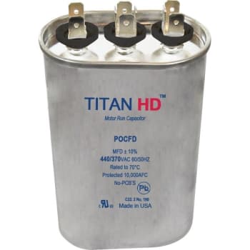 Image for Packard TITAN HD Run Capacitor 15+5 MFD 440/370 Volt Oval, Box Of 5 from HD Supply