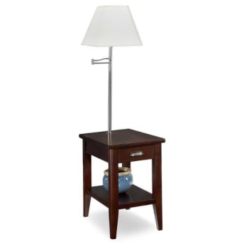 Leick Home Laurent One Drawer Swing Arm Lamp Side Table,shelf,chocolate Cherry