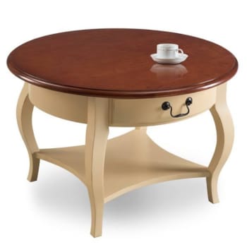 Image for Leick Home One Drawer Round Coffee Table,ivory And Brown Cherry from HD Supply