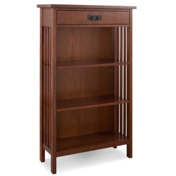 Image for Leick Home One Drawer Mantel Height 3 Shelf Bookcase,slatted Sides,mission Oak from HD Supply