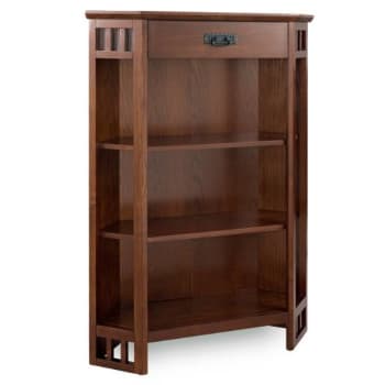 Leick Home Mantel Height 3 Shelf Corner Bookcase With Drawer Storage,mission Oak