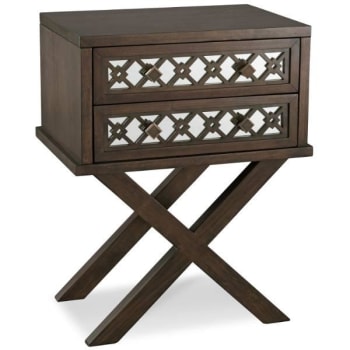 Image for Leick Home Twodrawer Mirrored Diamond Filigree Xbase Nightstand Sidetable,Walnut from HD Supply