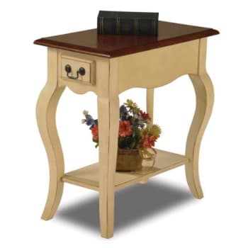 Leick Home French Cabriole Leg One Drawer Side Table With Shelf,ivory