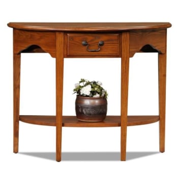 Image for Leick Home One Drawer Demilune Hall Console With Shelf,medium Oak from HD Supply