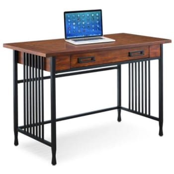 Image for Leick Home Ironcraft Computer Desk,Drop Front Keyboard Drawer,Mission Oak/Black from HD Supply