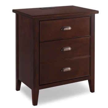 Leick Home Laurent Nightstand With Drawer,ac/usb Charge Outlet,chocolate Cherry