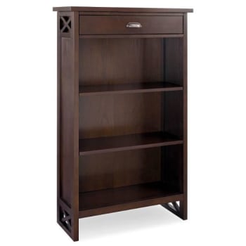 Image for Leick Home Mantel Height 3 Shelf Bookcase With Drawer Storage,chocolate Oak from HD Supply