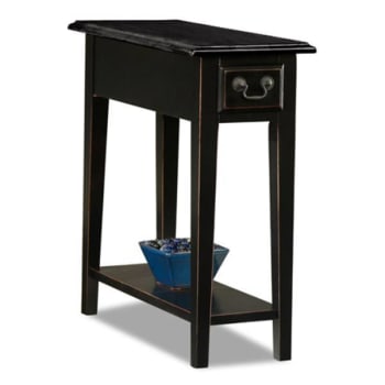 Leick Home One Drawer Narrow Side Table With Shelf,distressed Slate Black