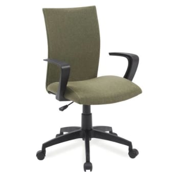 Leick Home Sage Green Linen Apostrophe Office Chair With Black Caster Base