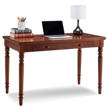 Leick Home Farmhouse Oak Turned Leg Laptop Desk With Center Drawer