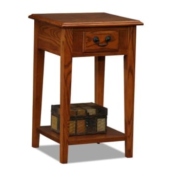 Leick Home One Drawer Square Side Table With Shelf,Medium Oak