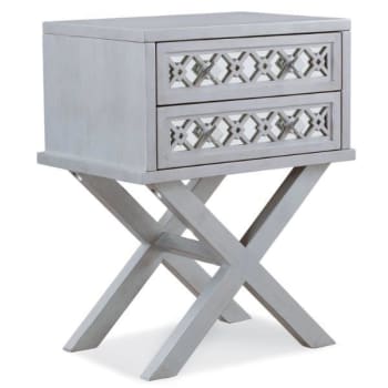 Image for Leick Home Mirrored Diamond Filigree Two Drawer X Base Nightstand,Silver Leaf from HD Supply