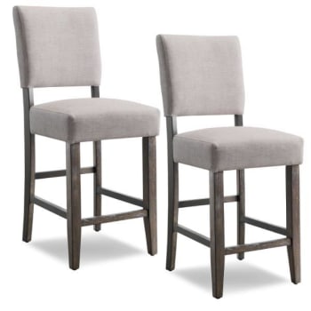 Leick Home Wood Upholstered Back Counter Height Stool,Heather Gray,Package Of 2