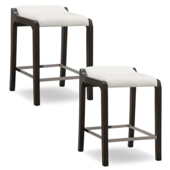 Leick Home Wood Fastback Counter Height Stool,Faux Leather Seat,Package Of 2