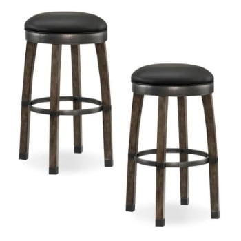 Leick Home Wood Cask Stave Bar Stool,faux Leather,graystone/black,package Of 2
