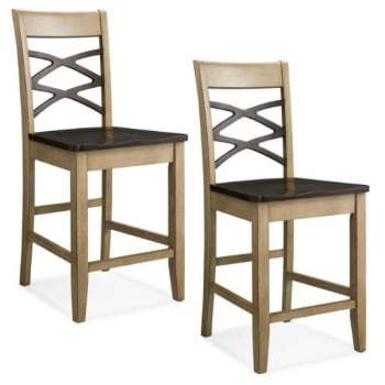 Image for Leick Home Double Cross Back Counter Height Stool With Scooped Wood,package Of 2 from HD Supply
