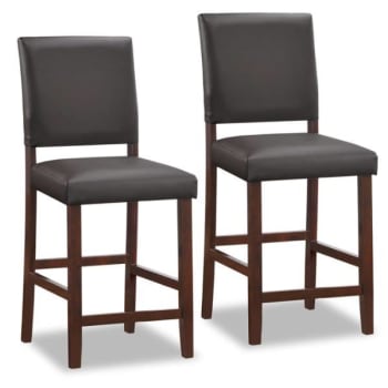 Leick Home Wood Upholstered Counter Stool,Faux Leather,Cappuccino,Package Of 2