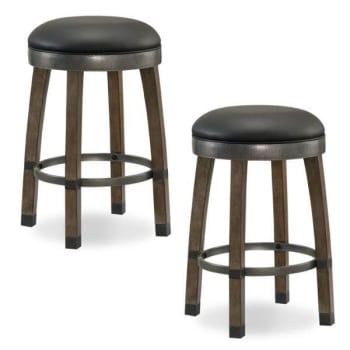 Image for Leick Home Wood Cask Stave Counter Stool,faux Leather, Graystone,package Of 2 from HD Supply