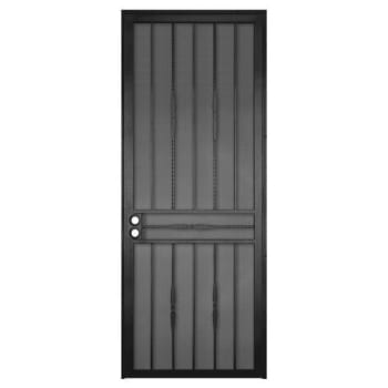 Unique Home Designs 36 In. X 96 In. Cottage Rose Black Left Steel Security Door
