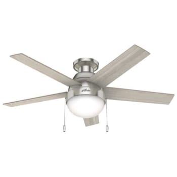 Hunter® Anslee 46 in. 5-Blade LED Ceiling Fan w/ Light (Brushed Nickel)