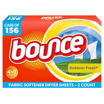 Bounce Fabric Softener Sheets, Outdoor Fresh, Vending Pack, Case Of 156