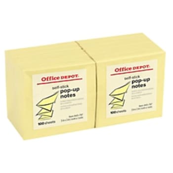 Office Depot® Pop Up Notes 3" x 3", Yellow, Package Of 12