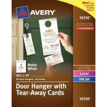 Image for Avery® Door Hangers With Tear Away Cards, 2 Cards Per Sheet (80-Pack) from HD Supply