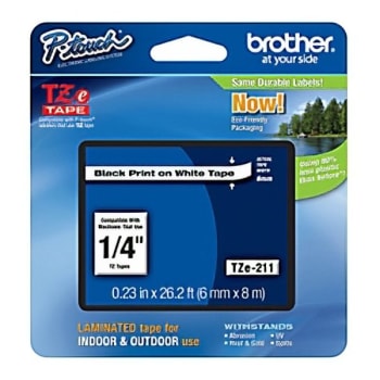 Image for Brother® Tze 211 Black On White Tape, 1/4" X 26-1/4' from HD Supply