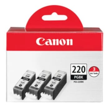 Image for Canon PGI 220 Ink Cartridges, Black, Pack Of 3 from HD Supply
