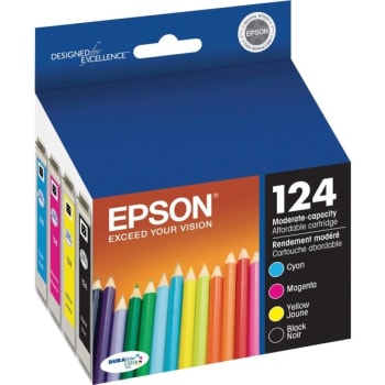 Image for Epson® 124 DuraBrite Capacity, Black & Color Ink, Package Of 4 from HD Supply