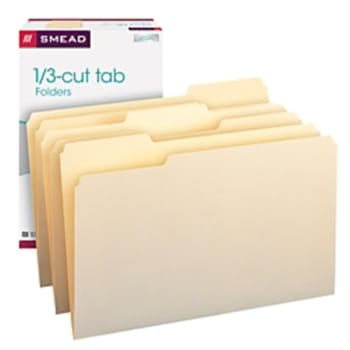 SMEAD® Manila File Folders Legal Size, 1/3 Cut, Box Of 100