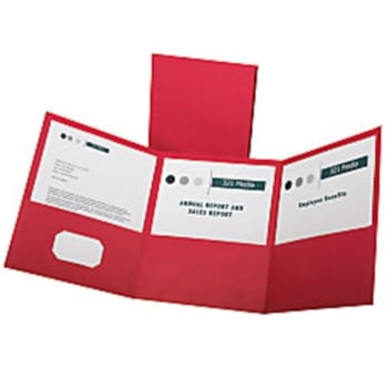 Image for Oxford Tri Fold Pocket Folders Letter Size, Red, Box Of 20 from HD Supply
