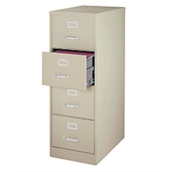Realspace® PRO 26-1/2" Depth Vertical Legal File Cabinet, 4 Drawer, Putty