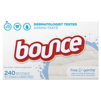Bounce Free And Gentle Dryer Sheets Package Of 240