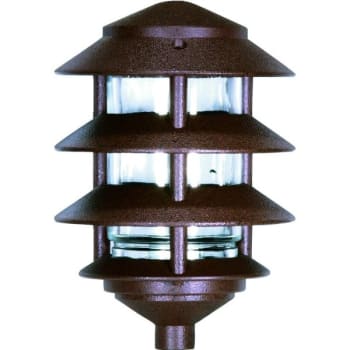 SATCO® 9" Landscape Pagoda Light Fixture, Bronze, Three Louver, Small Hood