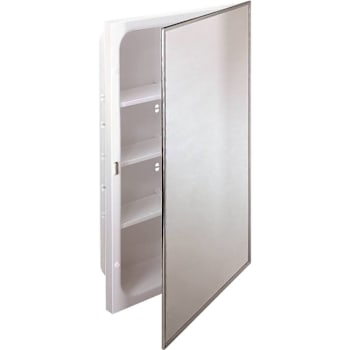16W x 26"H Recessed Steel Body Mirrored Medicine Cabinet With Plastic Shelves
