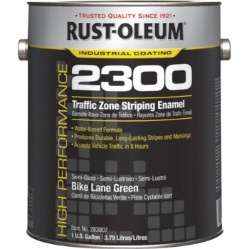 Image for Rust-Oleum 1 Gal High Performance 2300 System Traffic Zone Striping Paint Semi-Gloss Bike Lane Green from HD Supply