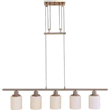 Image for Seasons® Aveline Pulley Pendant, (5) 120 V 60 W Incandescent Bulbs, Satin Nickel, 44.625"l from HD Supply