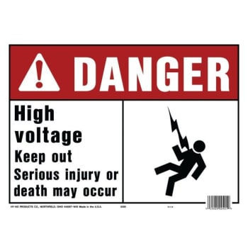 Image for HY-KO "DANGER HIGH VOLTAGE" Sign, Polyethylene, 14 x 10", Package Of 5 from HD Supply