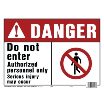 HY-KO "DANGER DO NOT ENTER" Sign, Polyethylene, 14 x 10", Package Of 5