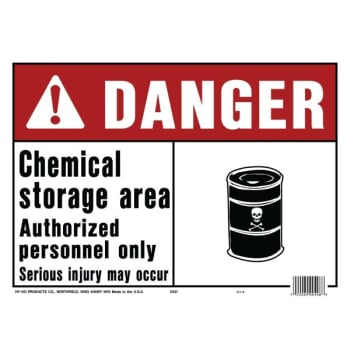 Image for HY-KO "DANGER Chemical Storage Area" Sign, Polyethylene, 14 x 10", Package Of 5 from HD Supply