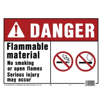 Hy-Ko "danger Flammable Material" Sign, Polyethylene, 14 X 10", Package Of 5